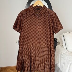 Maje Brown Geometric Mini Dress
